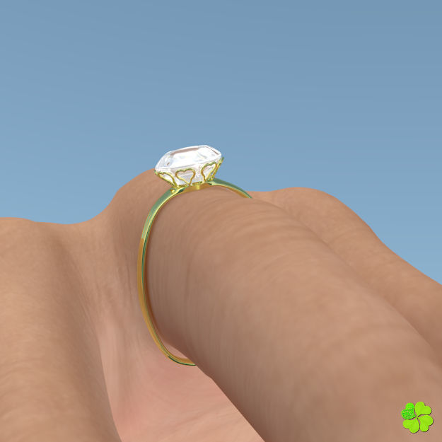 Golden hearts ring with box rigged low poly  Low-poly 3D model_14