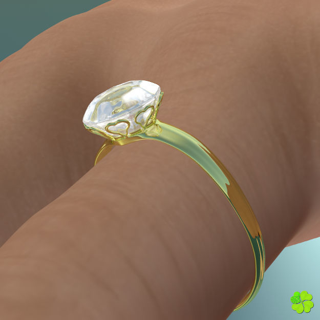 Golden hearts ring with box rigged low poly  Low-poly 3D model_10