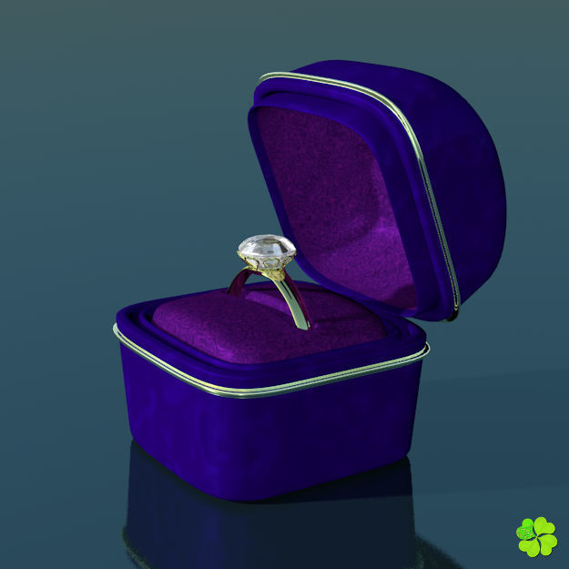Golden hearts ring with box rigged low poly  Low-poly 3D model_24