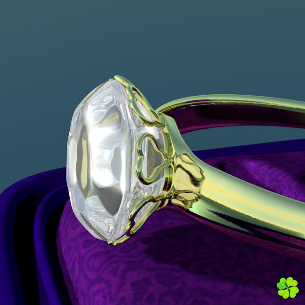 Golden hearts ring with box rigged low poly  Low-poly 3D model_21