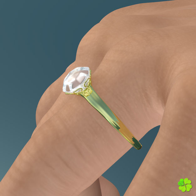 Golden hearts ring with box rigged low poly  Low-poly 3D model_20