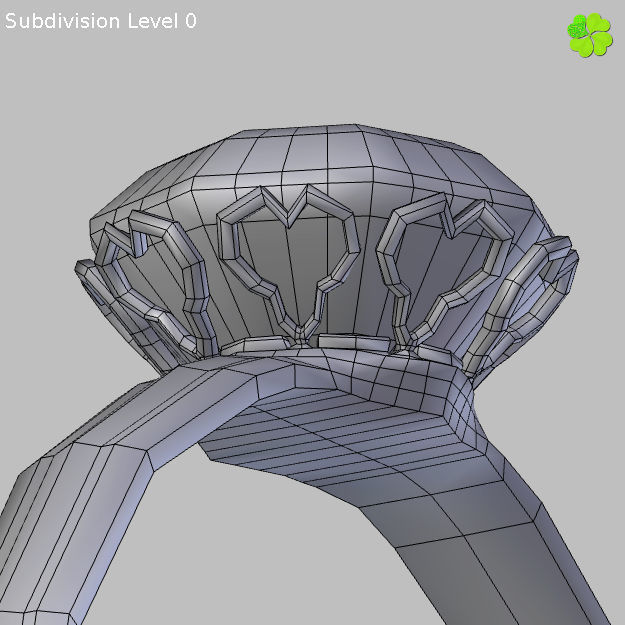 Golden hearts ring with box rigged low poly  Low-poly 3D model_39