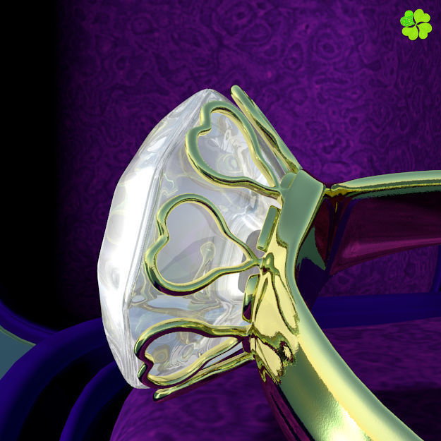 Golden hearts ring with box rigged low poly  Low-poly 3D model_13