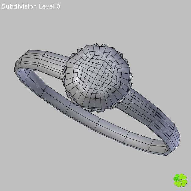 Golden hearts ring with box rigged low poly  Low-poly 3D model_35