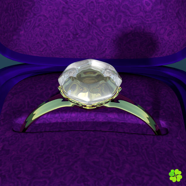 Golden hearts ring with box rigged low poly  Low-poly 3D model_31