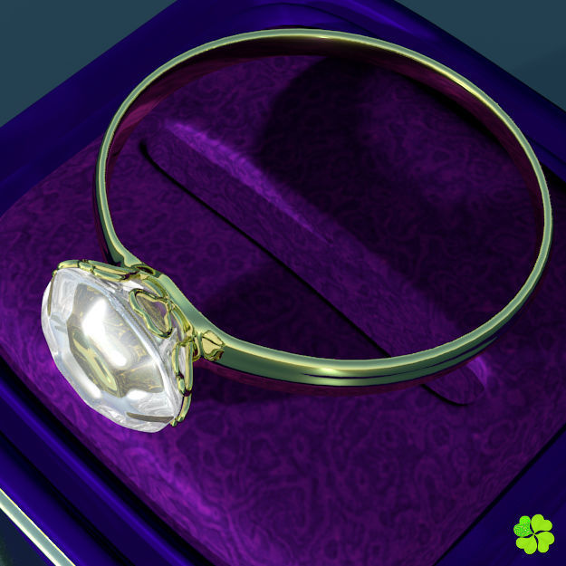 Golden hearts ring with box rigged low poly  Low-poly 3D model_23