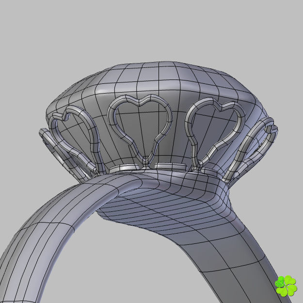 Golden hearts ring with box rigged low poly  Low-poly 3D model_38