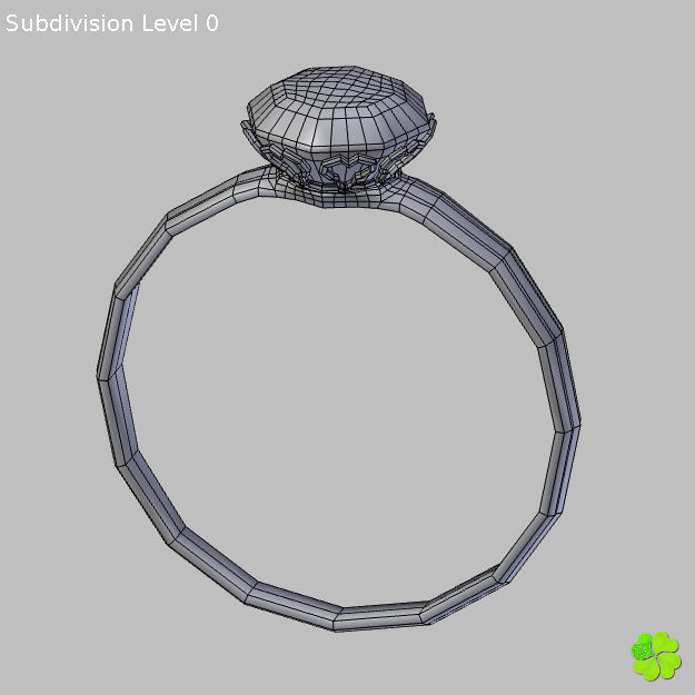 Golden hearts ring with box rigged low poly  Low-poly 3D model_33