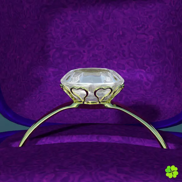 Golden hearts ring with box rigged low poly  Low-poly 3D model_0