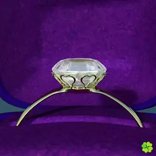 Golden hearts ring with box rigged low poly  Low-poly 3D model