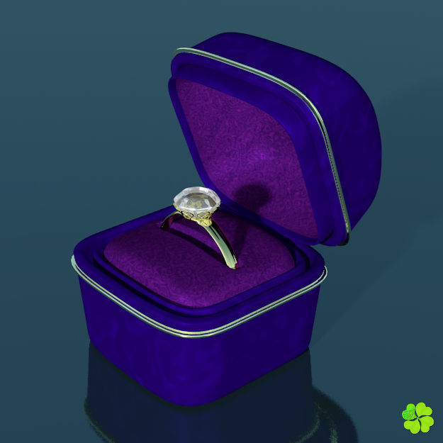 Golden hearts ring with box rigged low poly  Low-poly 3D model_9