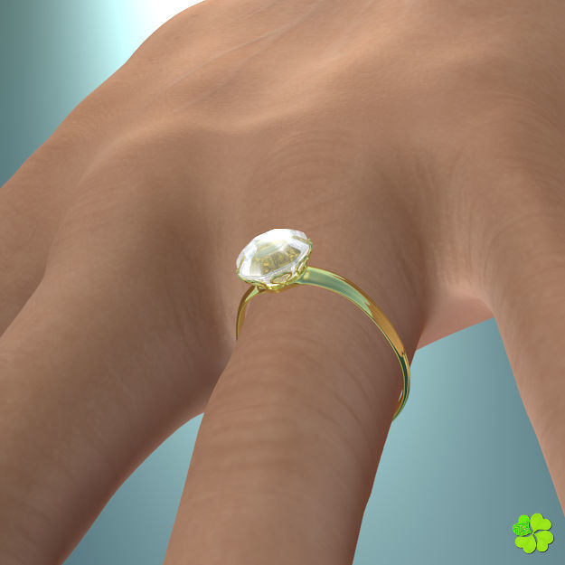 Golden hearts ring with box rigged low poly  Low-poly 3D model_3