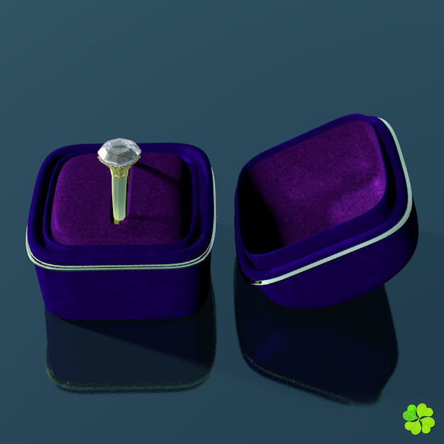 Golden hearts ring with box rigged low poly  Low-poly 3D model_29