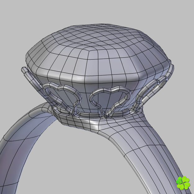 Golden hearts ring with box rigged low poly  Low-poly 3D model_36