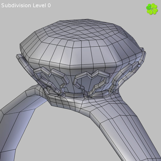 Golden hearts ring with box rigged low poly  Low-poly 3D model_37