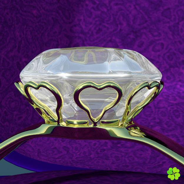 Golden hearts ring with box rigged low poly  Low-poly 3D model_8