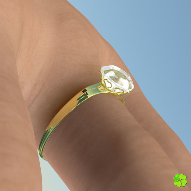 Golden hearts ring with box rigged low poly  Low-poly 3D model_18