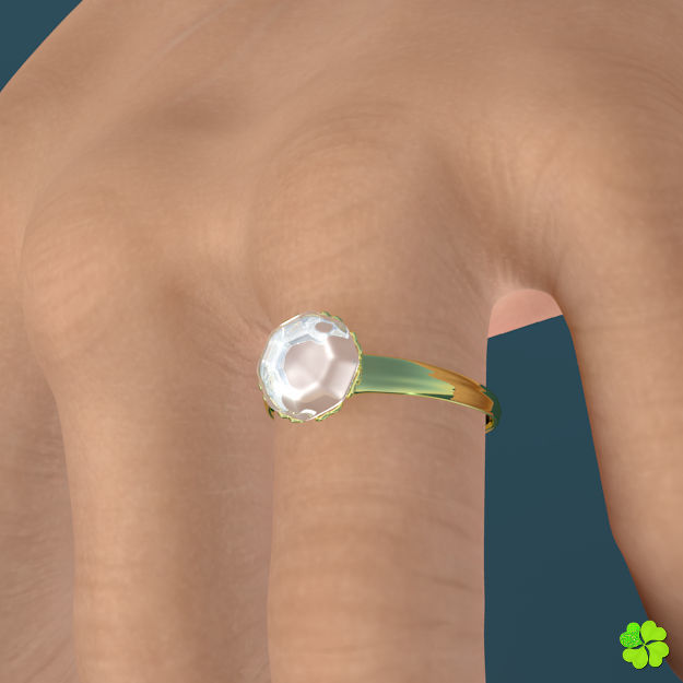 Golden hearts ring with box rigged low poly  Low-poly 3D model_16