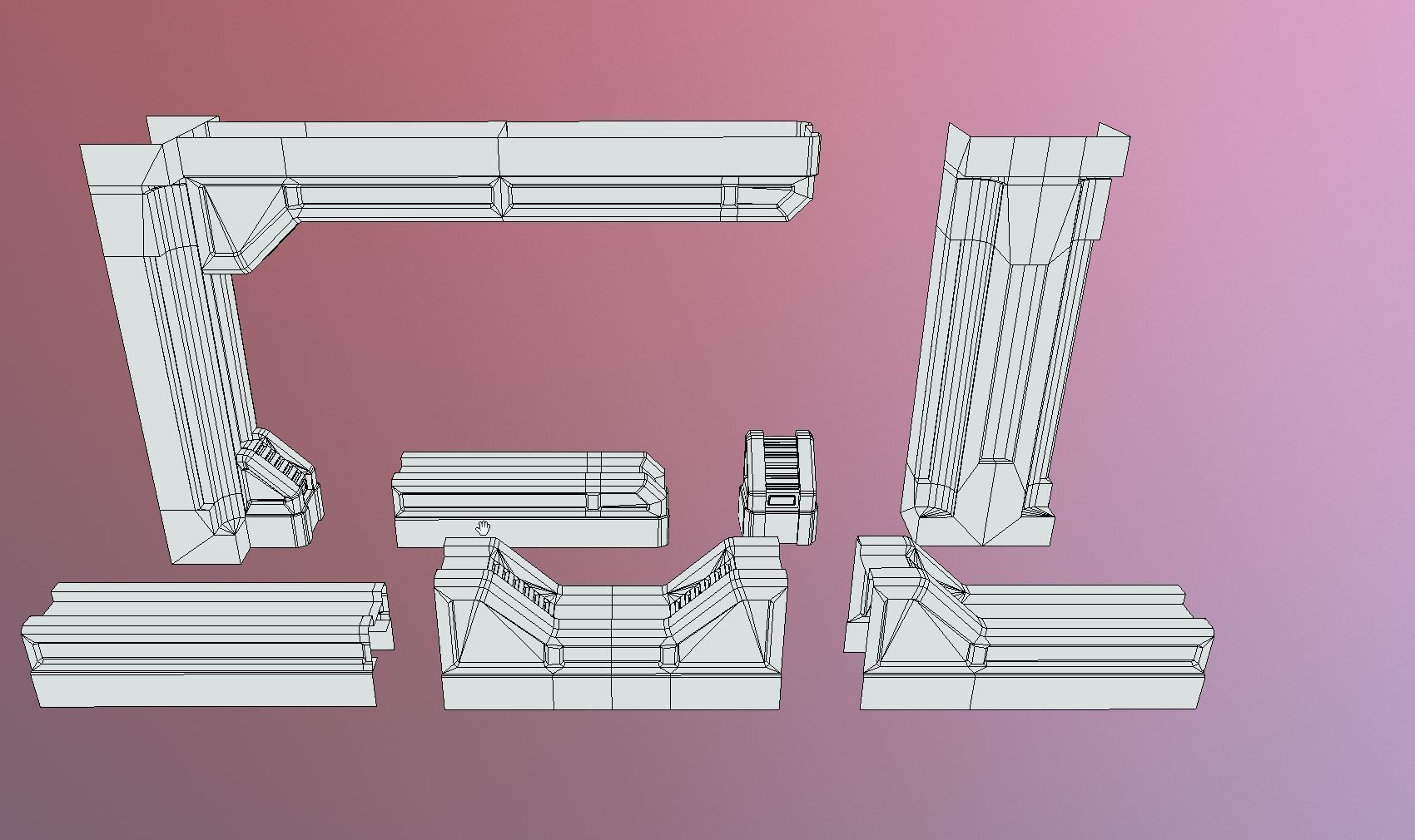 Sci-Fi Supports Kit Low-poly 3D model_4