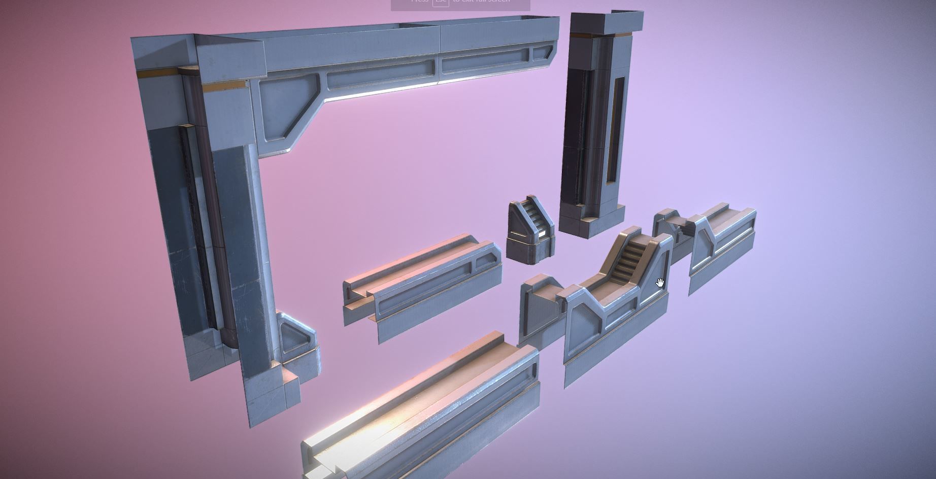 Sci-Fi Supports Kit Low-poly 3D model_2