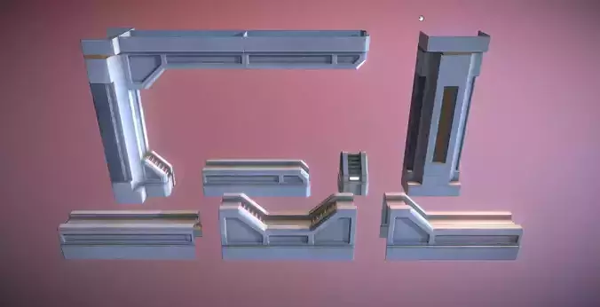 Sci-Fi Supports Kit Low-poly 3D model