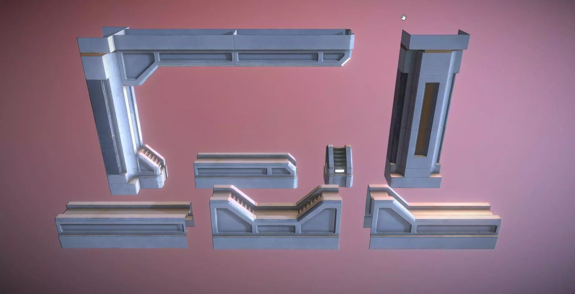 Sci-Fi Supports Kit Low-poly 3D model_0