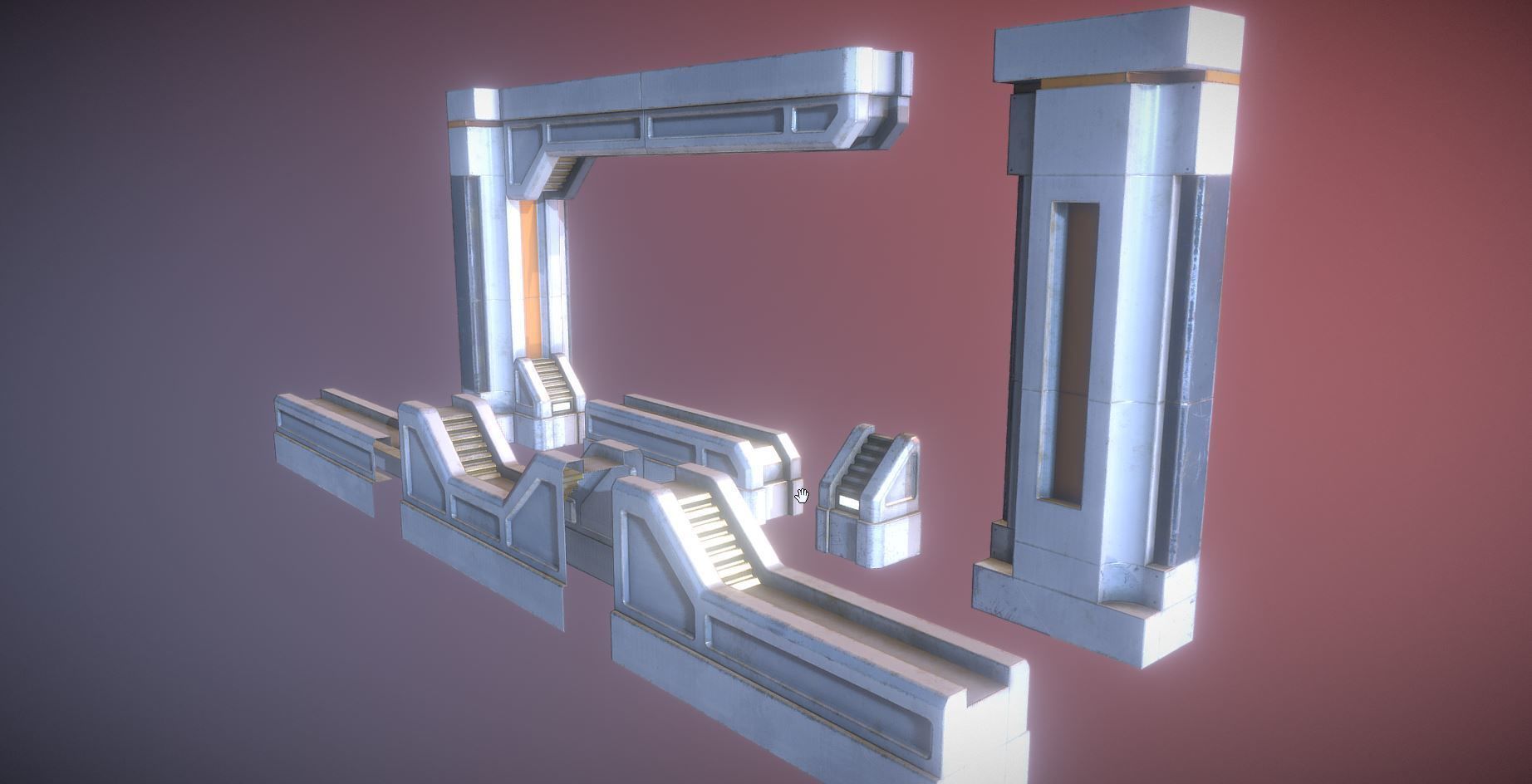 Sci-Fi Supports Kit Low-poly 3D model_1