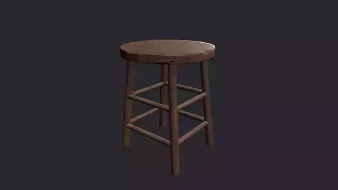 Old Wooden Stool - Wooden Stool - Stool - Wooden Chair 
