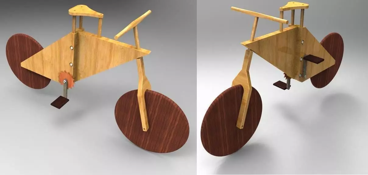 Wooden bike Free 3D model