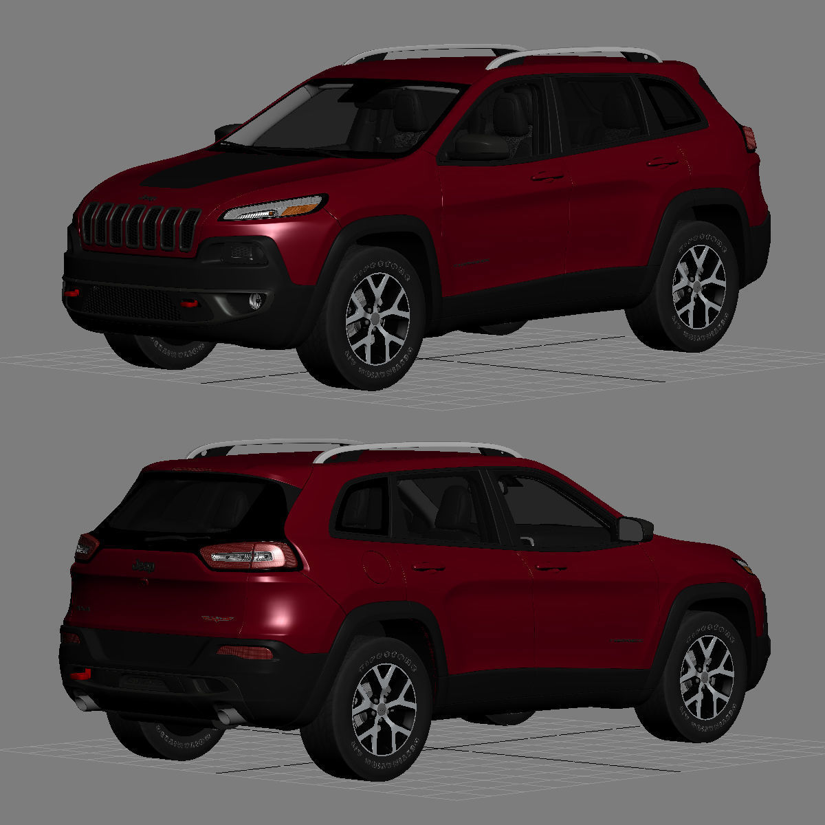 Jeep Cherokee Trailhawk 2014 detailed interior 3D model_28