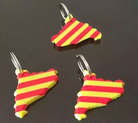 Catalonia  Catalunya  3D Map Keyring  Flag 3D print model