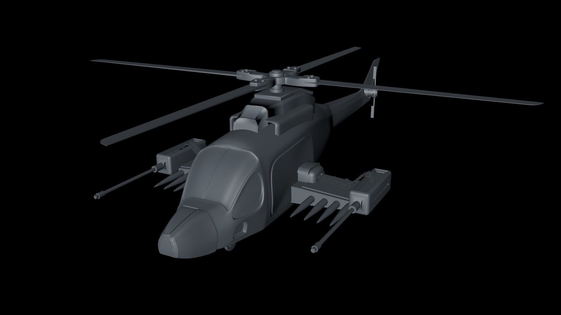Military Attack Helicopter 3d Model Low-poly 3D model_5
