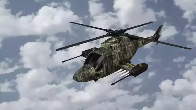Military Attack Helicopter 3d Model