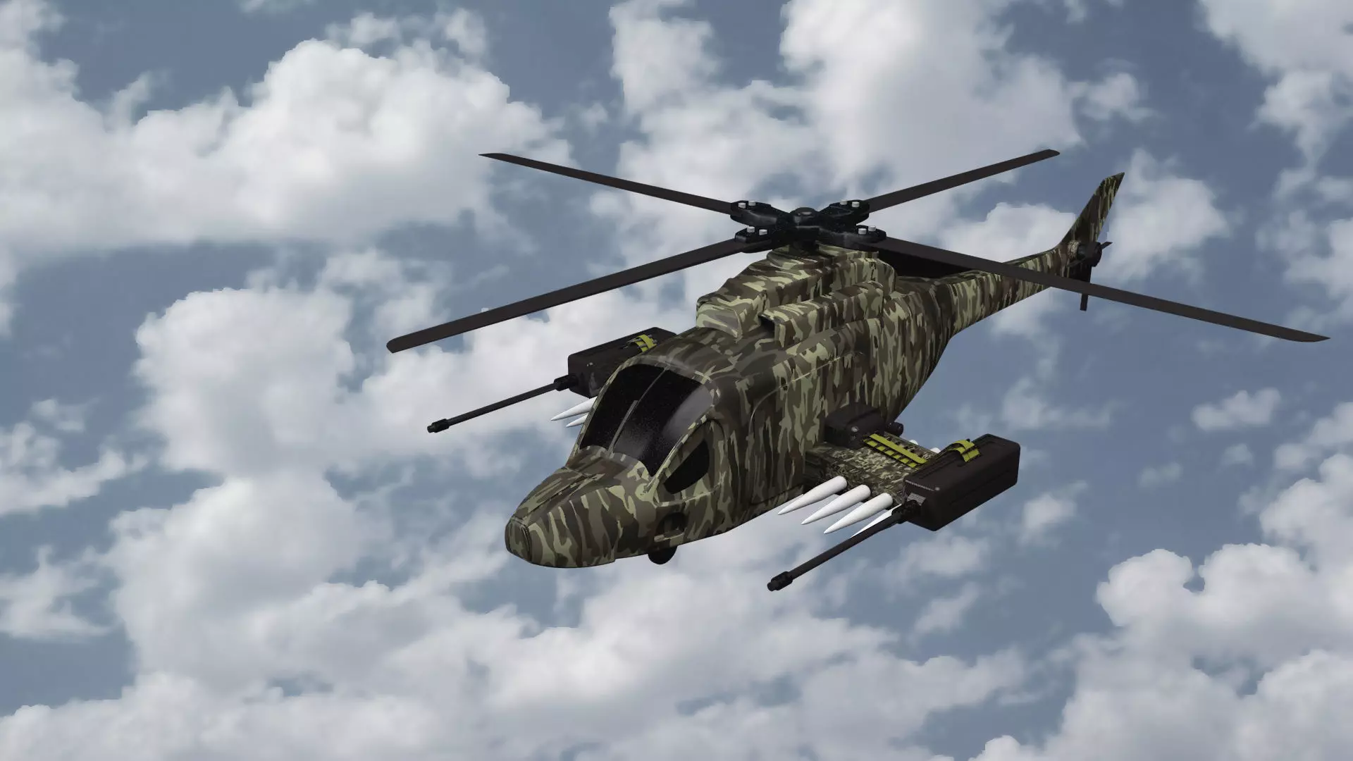 Military Attack Helicopter 3d Model Low-poly 3D model_0