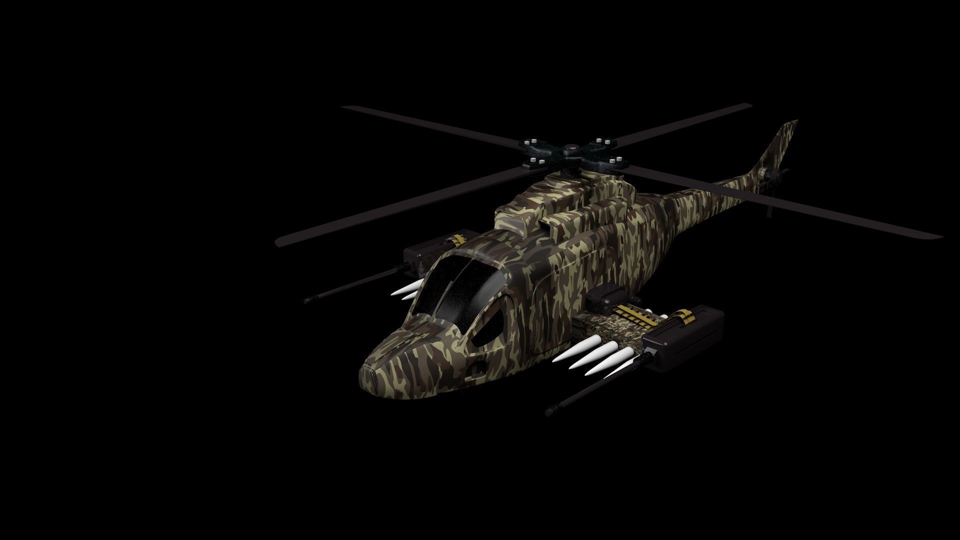 Military Attack Helicopter 3d Model Low-poly 3D model_1