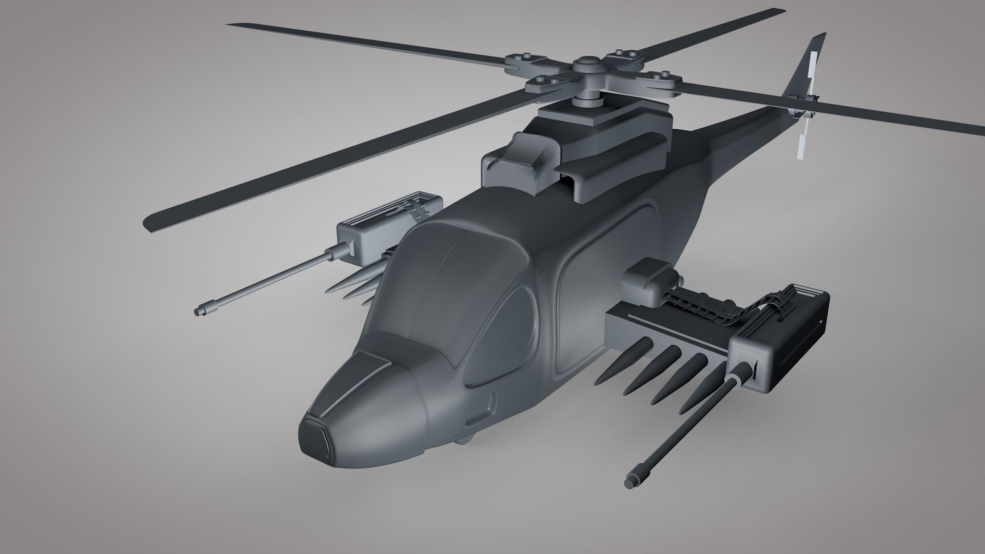 Military Attack Helicopter 3d Model Low-poly 3D model_2