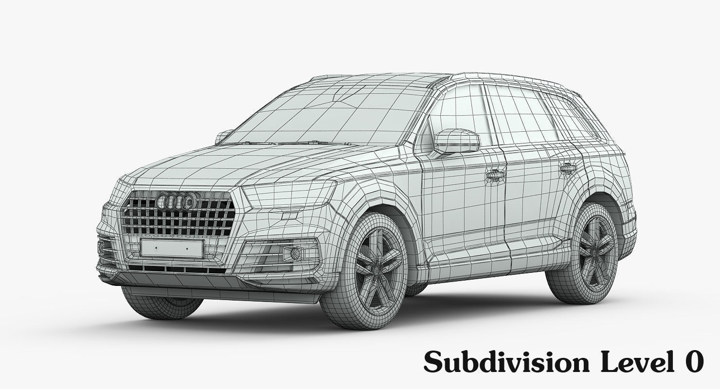 Audi Q7 S-Line 2016 detailed interior 3D model_22