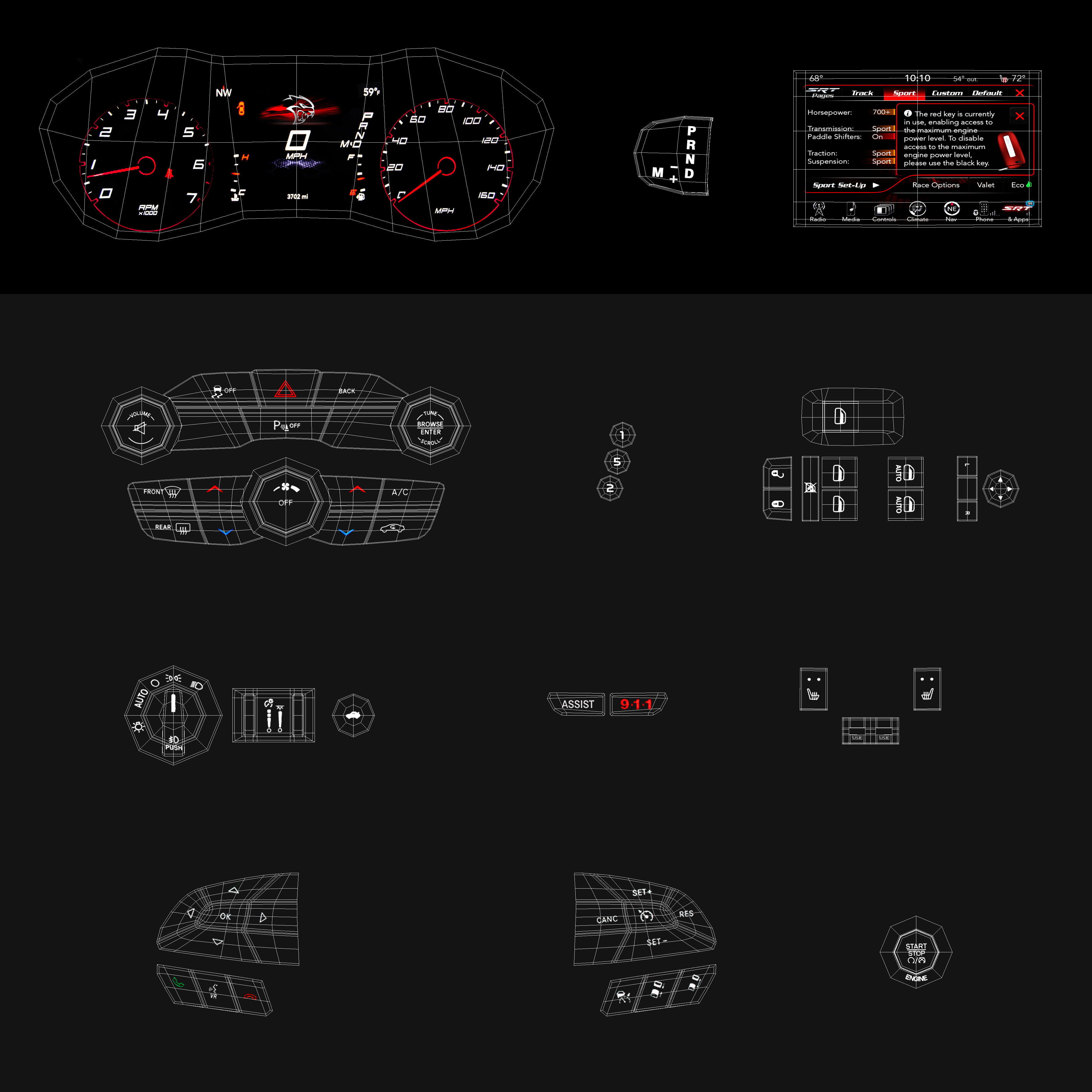Dodge Charger SRT Hellcat 2015 detailed interior 3D model_30