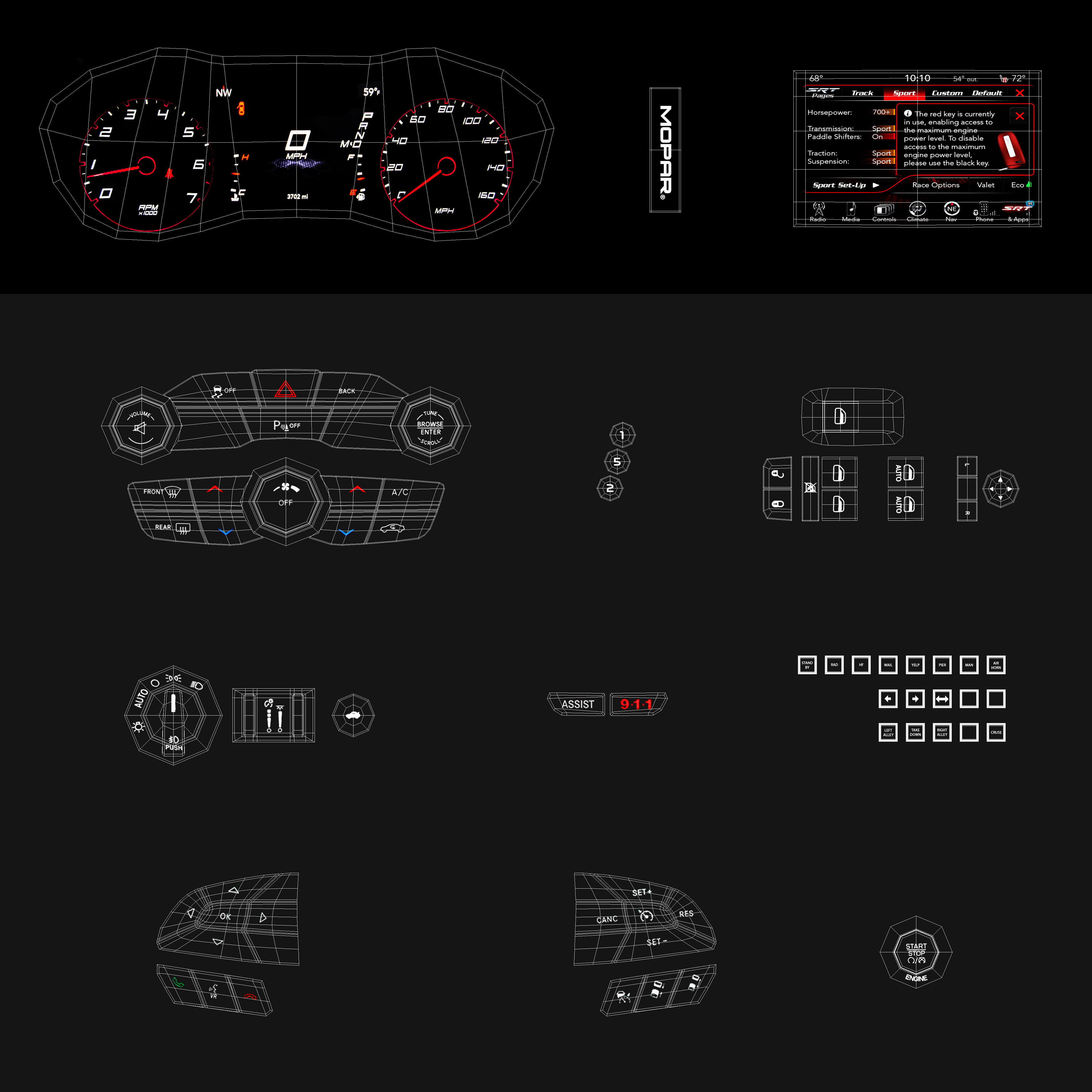 Dodge Charger Pursuit 2015 detailed interior 3D model_29