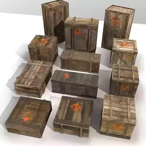 Explosive crates PBR Low-poly 3D model