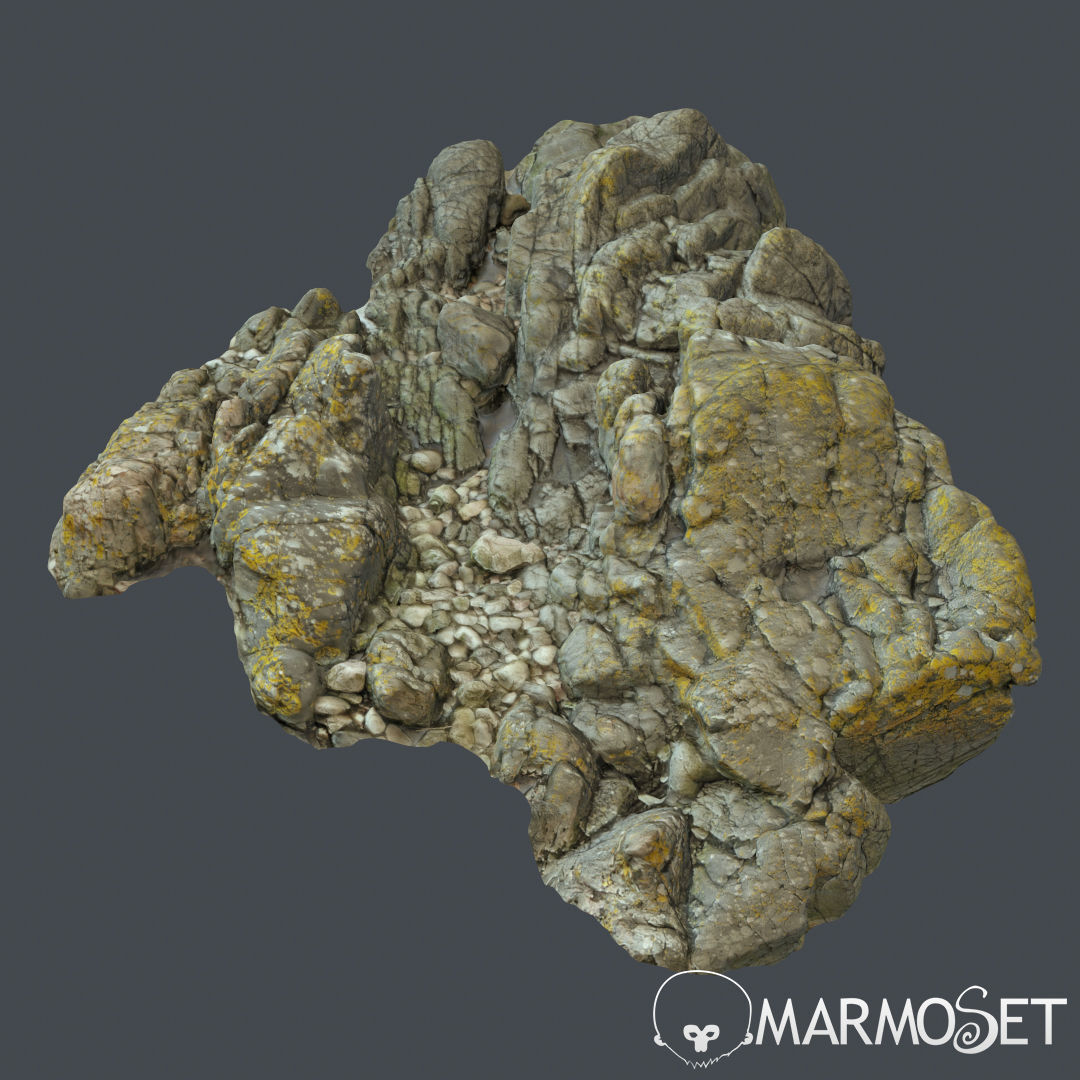 3d scanned rock cliff L 3D model_4