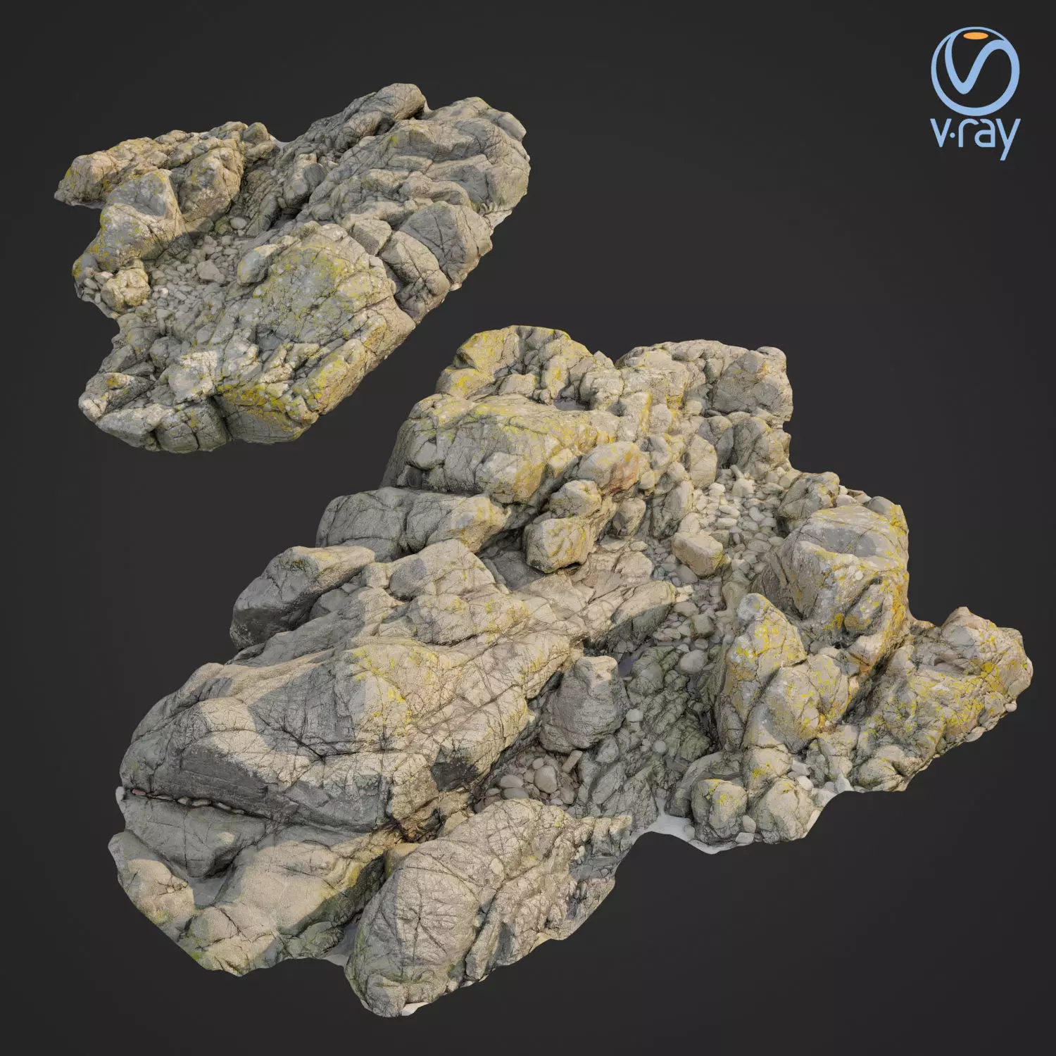 3d scanned rock cliff L 3D model_0
