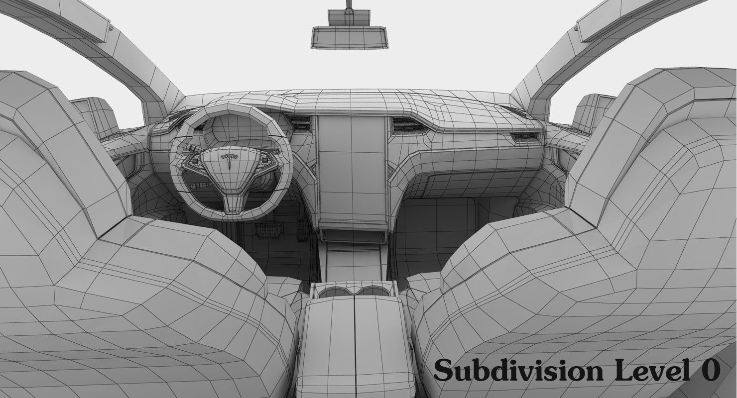 Tesla Model X 2017 detailed interior 3D model_24