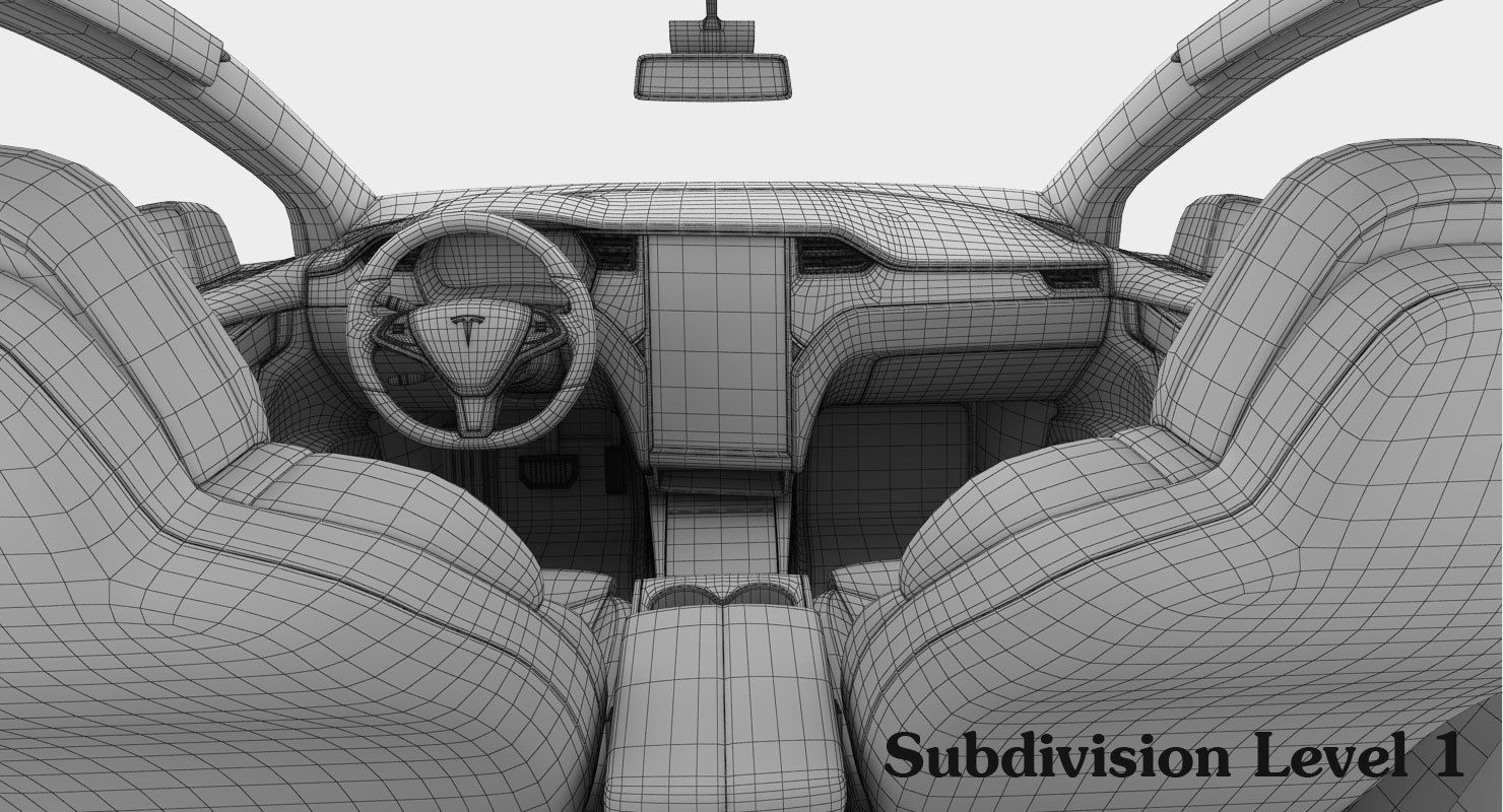 Tesla Model X 2017 detailed interior 3D model_25