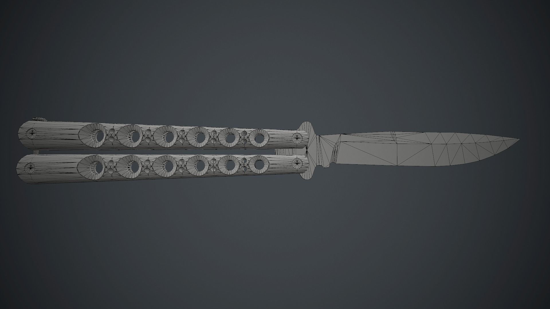 Balisong Knife PBR Game Ready Low-poly 3D model_19