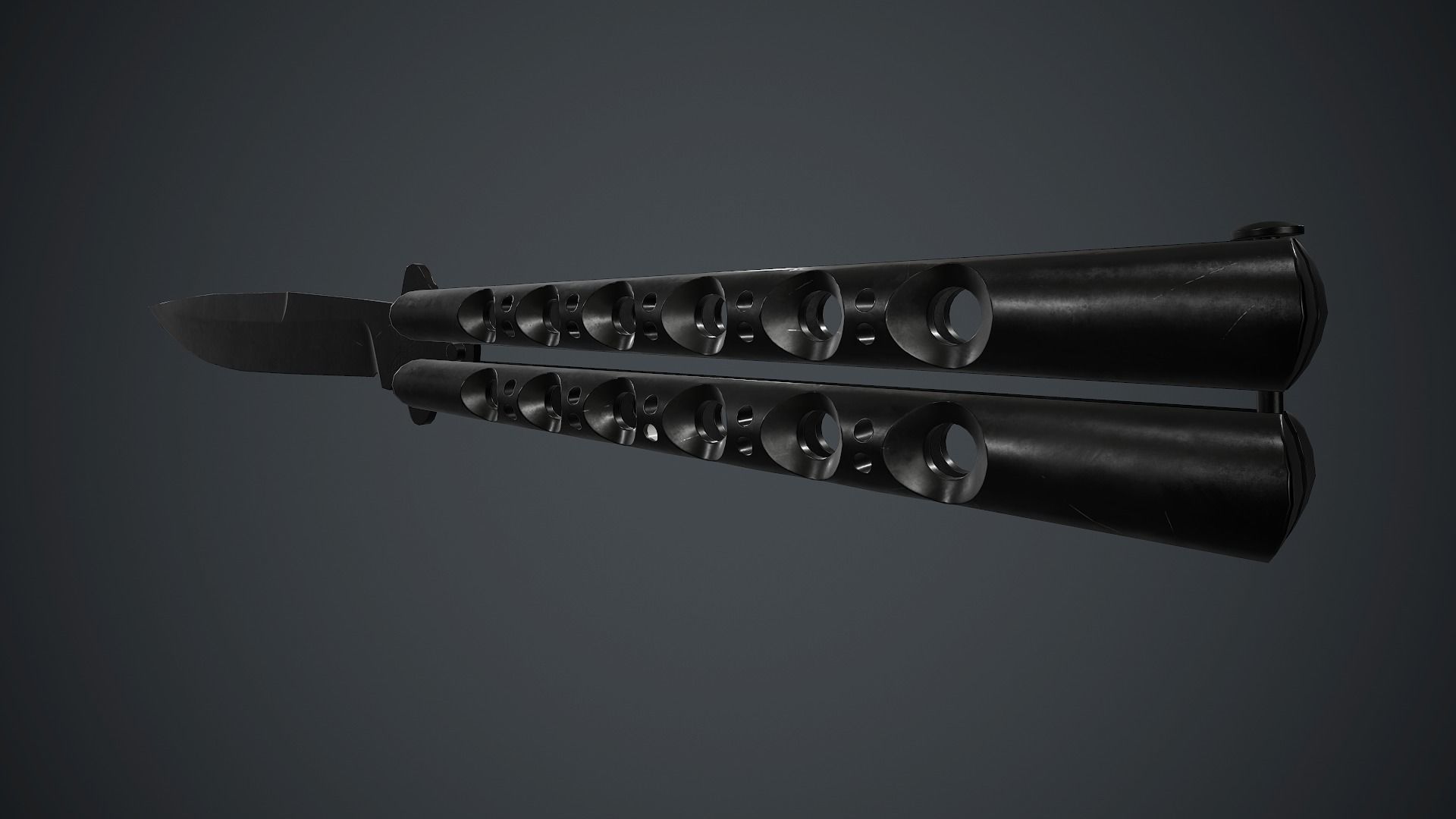 Balisong Knife PBR Game Ready Low-poly 3D model_4