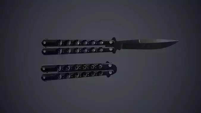 Balisong Knife PBR Game Ready Low-poly 3D model