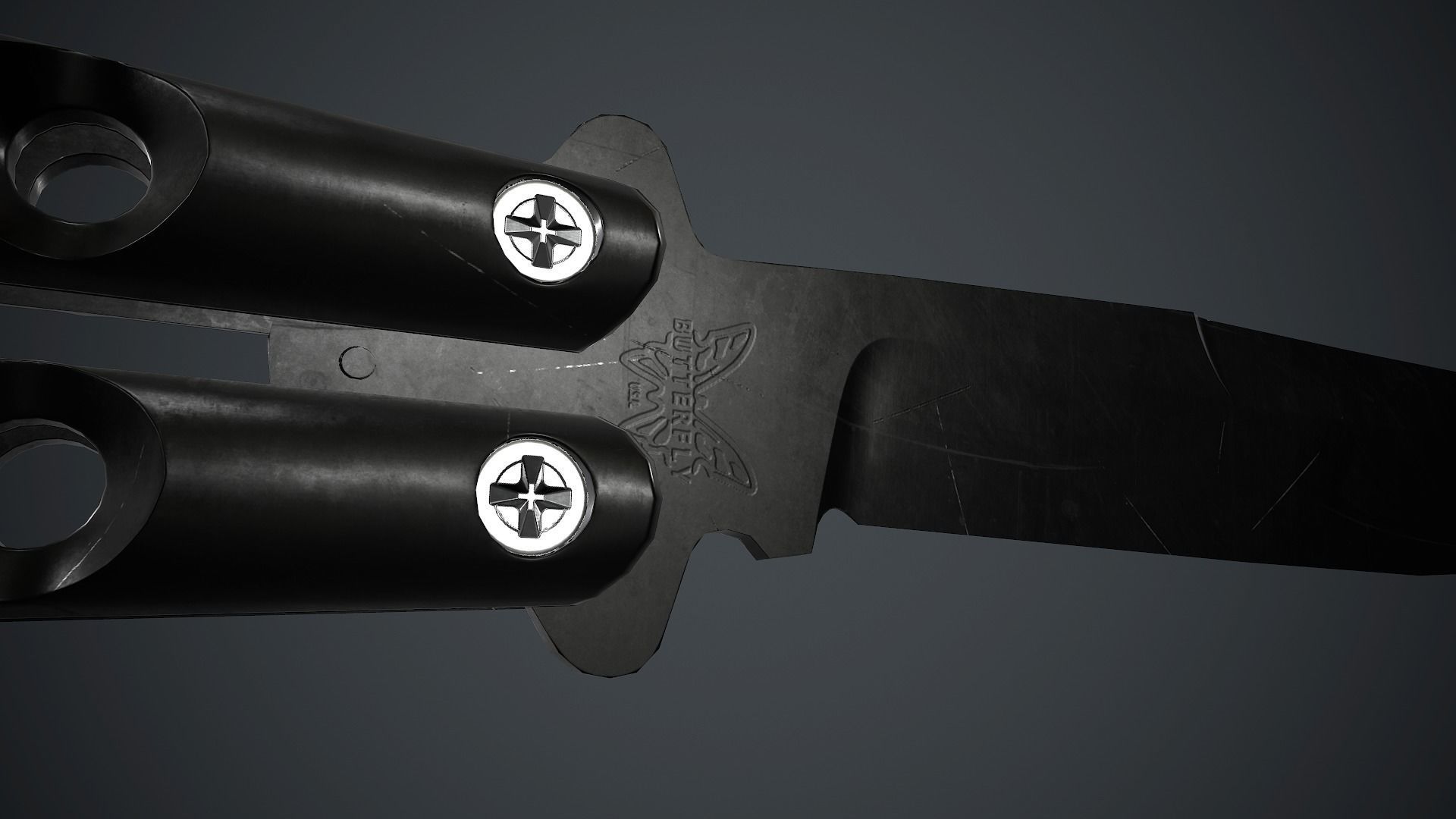 Balisong Knife PBR Game Ready Low-poly 3D model_12