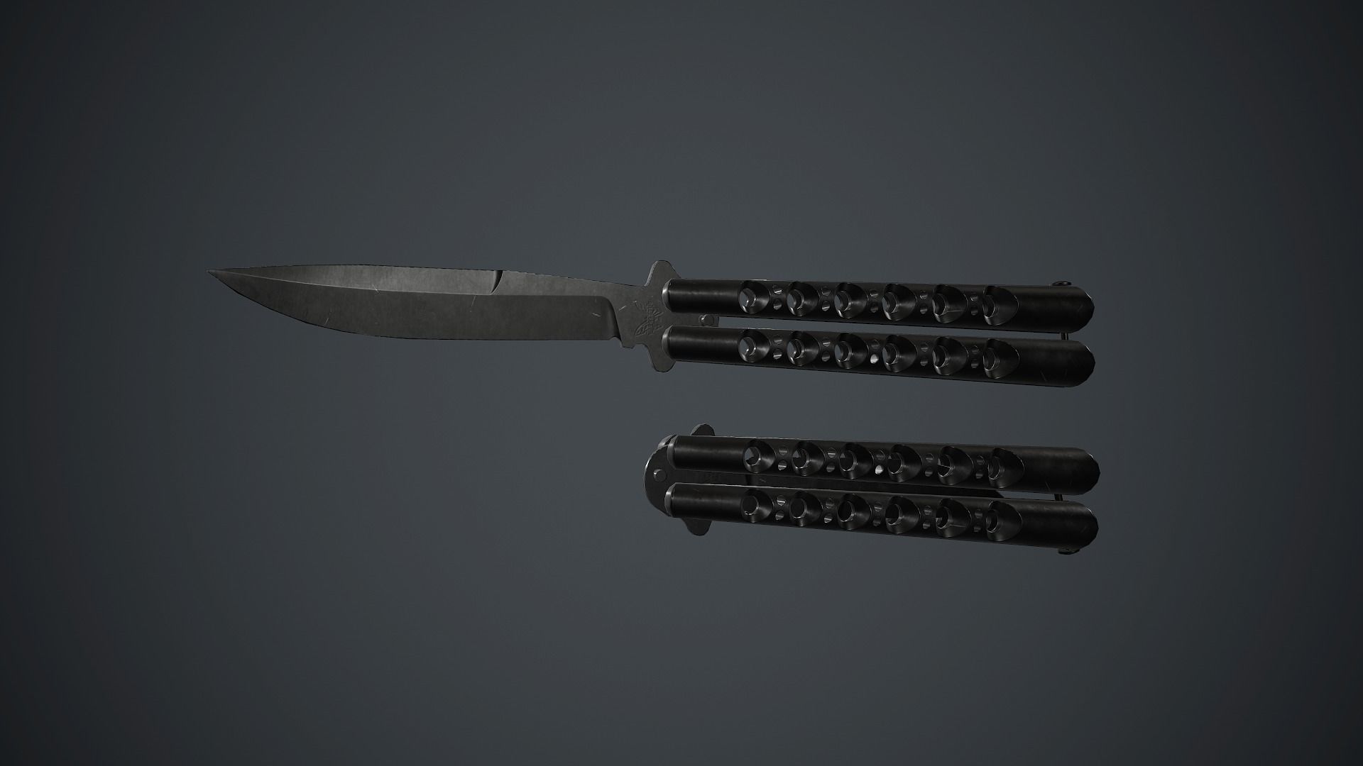 Balisong Knife PBR Game Ready Low-poly 3D model_1