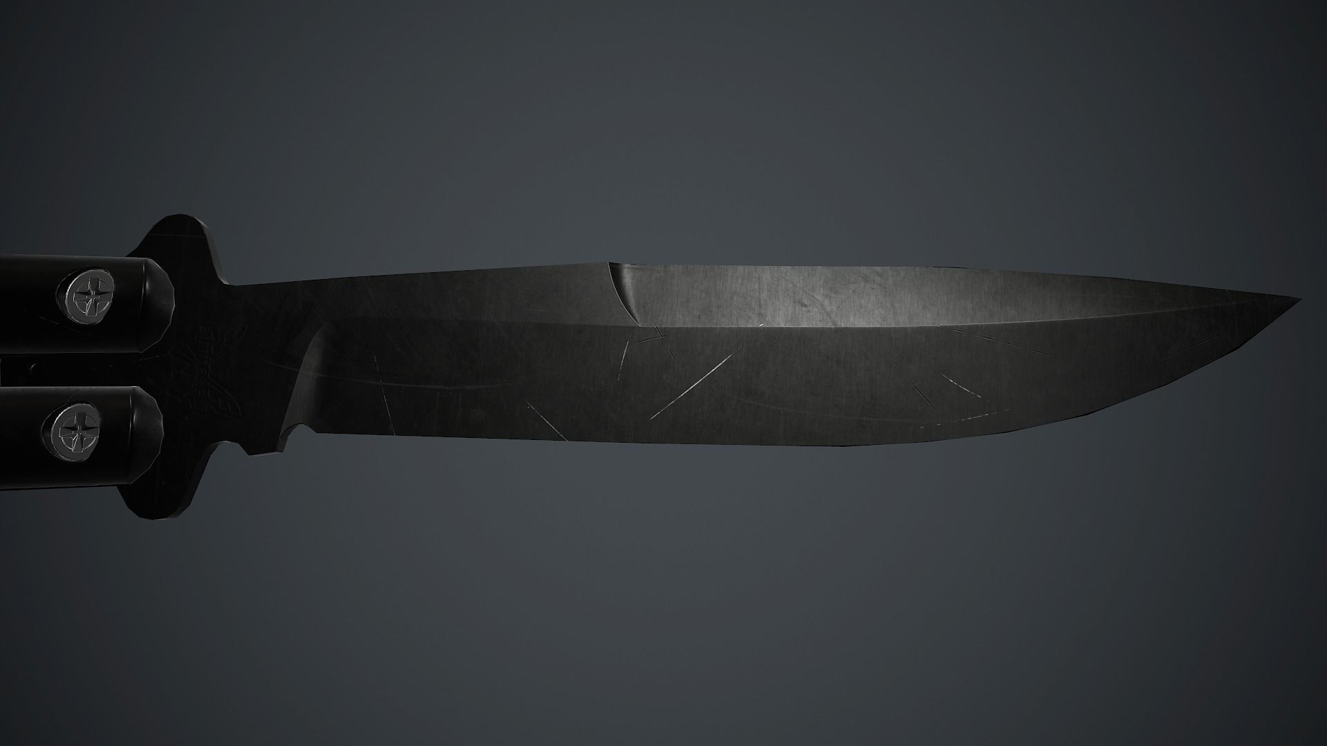 Balisong Knife PBR Game Ready Low-poly 3D model_14